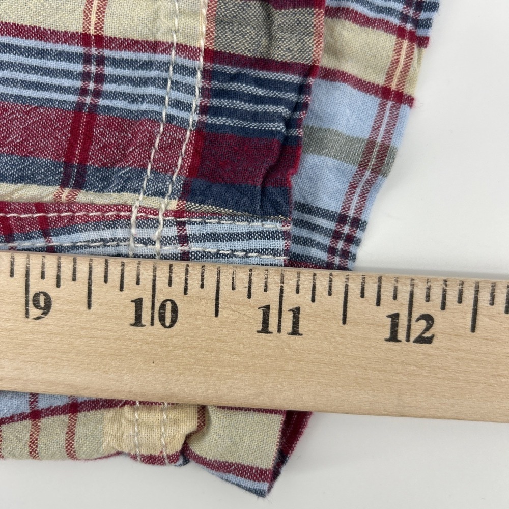 Vintage Polo Jeans Shorts Men's 36 Red Blue White Plaid Cargo Flat 90s Cotton - Picture 14 of 15